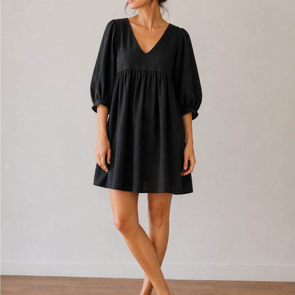 Pomander Place by Tuckernuck Black Gauze Millie Mini Dress Tunic Size XS